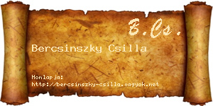 Bercsinszky Csilla névjegykártya